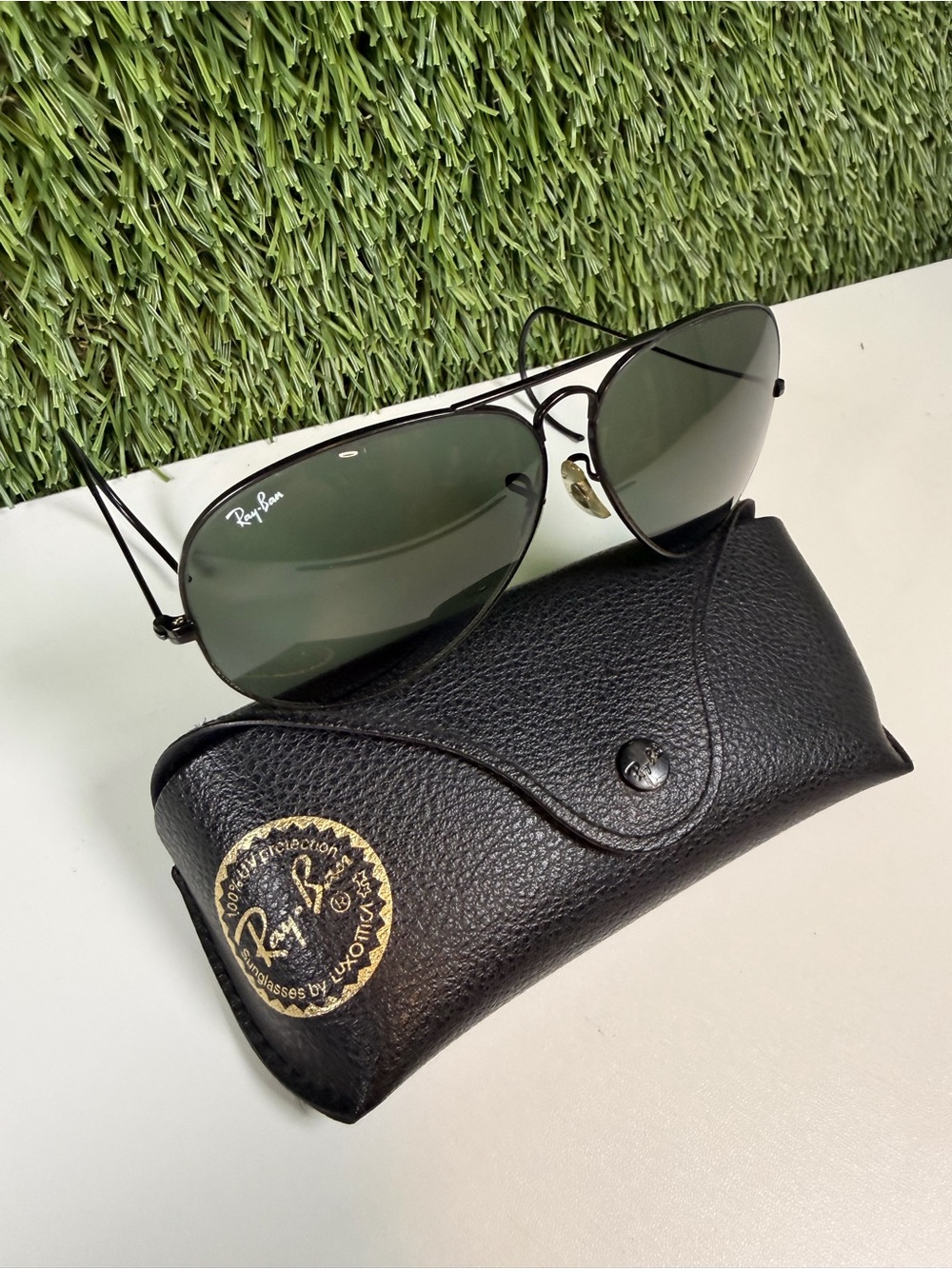Vintage B&L Ray Ban Bausch & Lomb G15 62mm Black Aviator Shooters w/Case